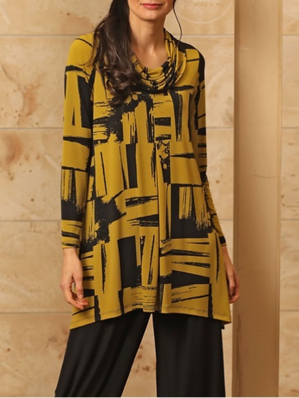 Chalet et Ceci Julissa Tunic Limelight Abstract Cowl Neck Swing Top S Atsy Boho